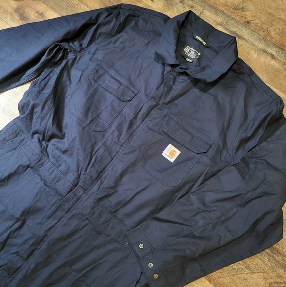Carharrt Men's Navy Rugged Flex Canvas Coveralls Size 2XL - Picture 5 of 10